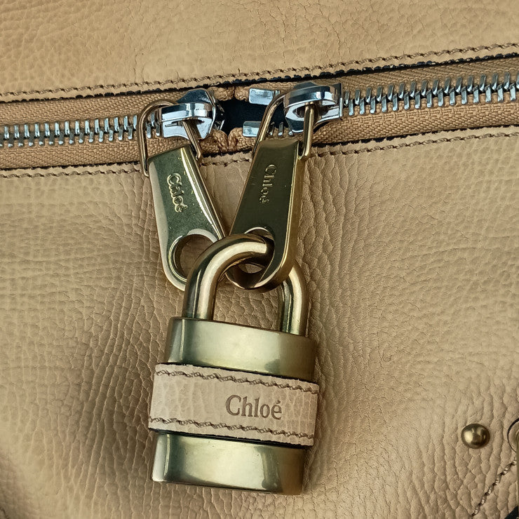 美品 Chloe クロエ ボストンバッグ オーロラ ボストンバッグ - ベージュ系 ゴールド金具 レザー レディース 2WAY ハンドバッグ ショルダーバッグ