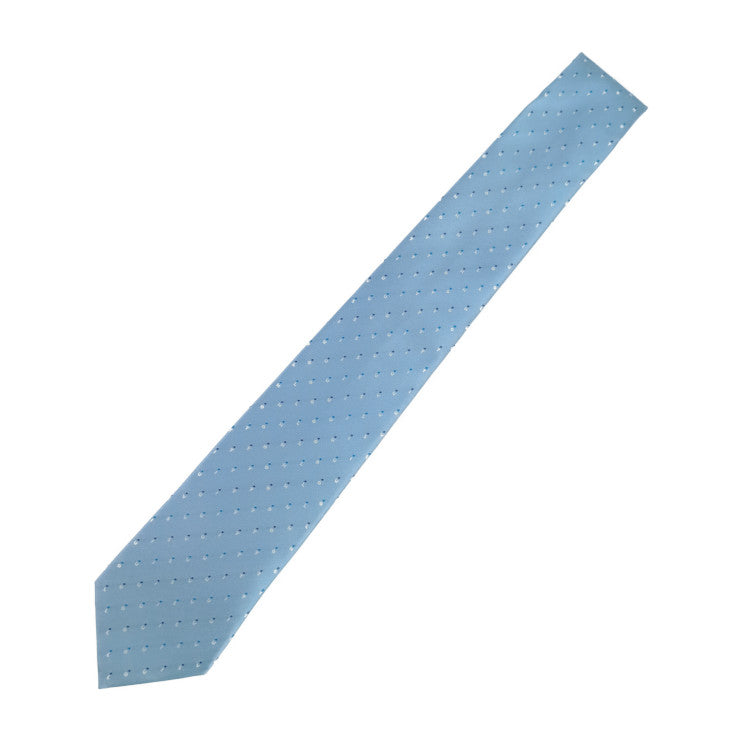 新品未使用展示品 LOUIS VUITTON ルイ ヴィトン ネクタイ クラヴァット LV スペリング M77848 ライトブルー シルク100％ メンズ