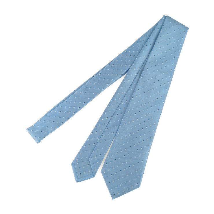 新品未使用展示品 LOUIS VUITTON ルイ ヴィトン ネクタイ クラヴァット LV スペリング M77848 ライトブルー シルク100％ メンズ