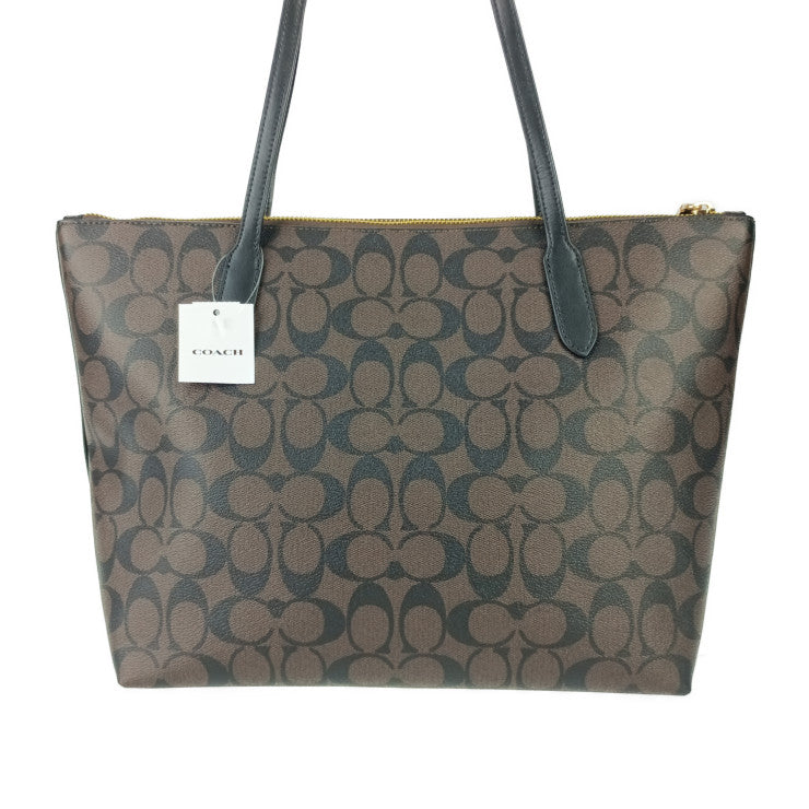 新古未使用展示品 COACH コーチ トートバッグ シグネチャー ジップトート 4455 ブラウン ブラック ゴールド金具 PVC レザー レディース ショルダーバッグ