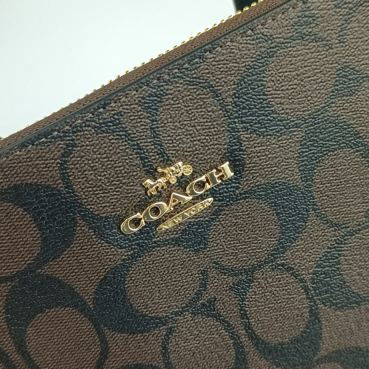 新古未使用展示品 COACH コーチ トートバッグ シグネチャー ジップトート 4455 ブラウン ブラック ゴールド金具 PVC レザー レディース ショルダーバッグ