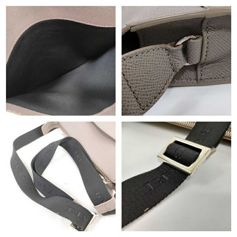 BVLGARI ブルガリ ショルダーバッグ ブルガリブルガリ マン メッセンジャーバッグ 37629 グレージュ系 シルバー金具 レザー メンズ