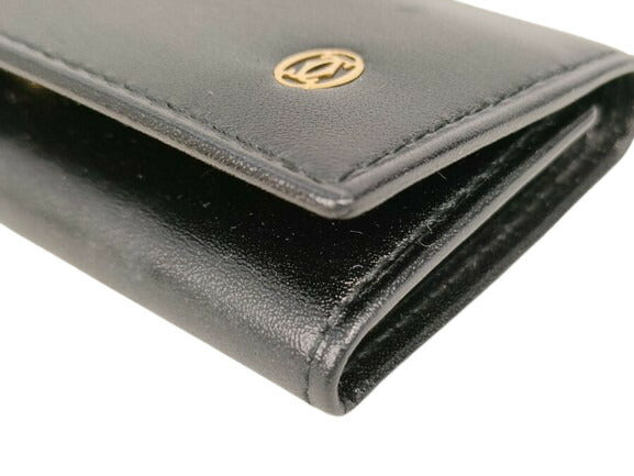 超美品 Cartier カルティエ キーケース パシャライン 4連キーケース L3000203 ブラック ゴールド金具 レザー ユニセックス