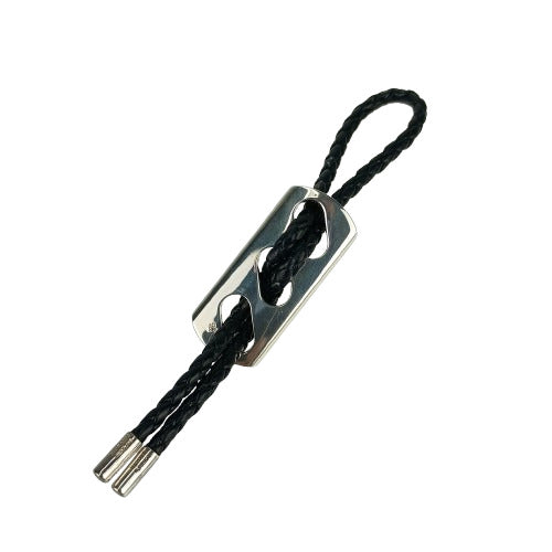 HERMES エルメス キーホルダー/チャーム チャーム - ブラック シルバー レザー Ag925 ユニセックス 編込み