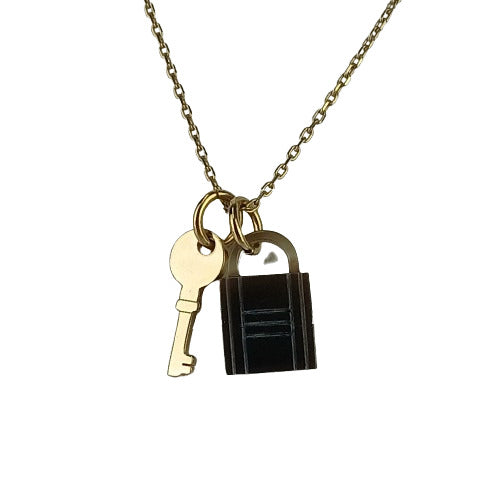 美品 HERMES エルメス ネックレス アミュレット パドロック PM - ゴールド メタル バッファローホーン レディース ゴールド金具