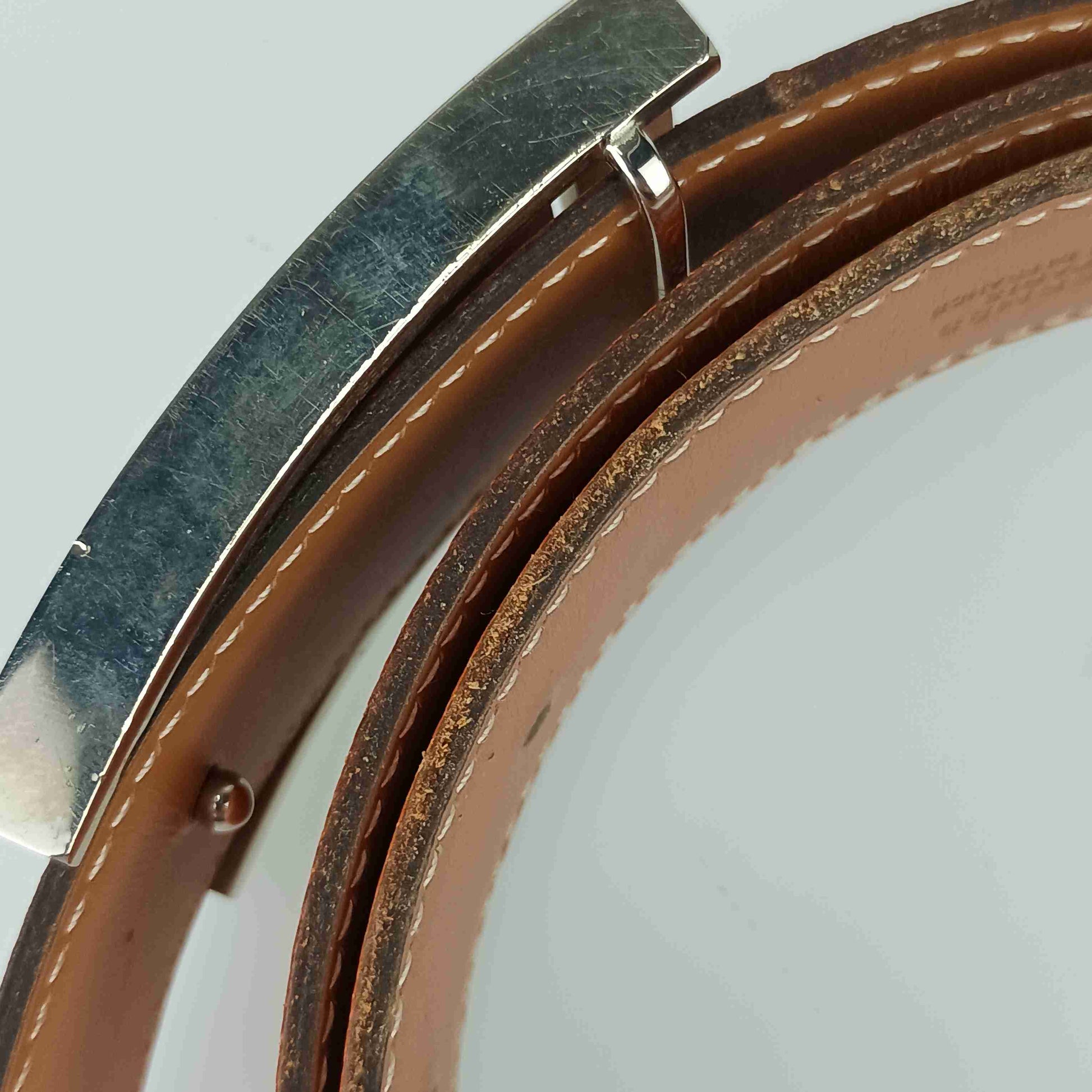 HERMES エルメス ベルト ラッキーメタル - オレンジ エプソン ユニセックス コンスタンス リバーシブル シルバー金具 Hロゴ