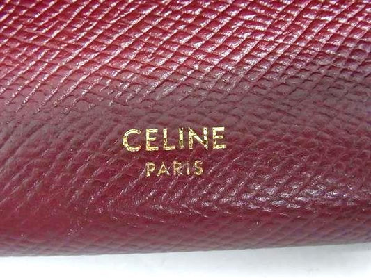 CELINE セリーヌ 長財布 ラージフラップ ウォレット ボルドー系 レザー レディース ゴールド金具