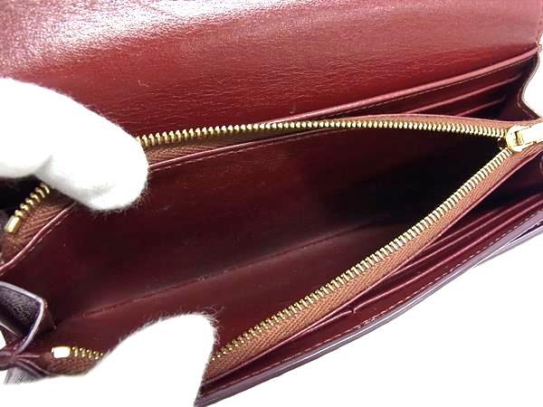 CELINE セリーヌ 長財布 ラージフラップ ウォレット ボルドー系 レザー レディース ゴールド金具