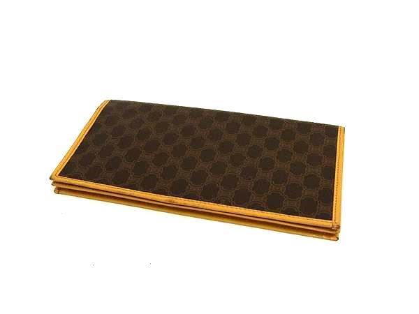 CELINE セリーヌ 二つ折り財布 マカダム 長財布 ブラウン系 PVC レザー レディース ヴィンテージ 美品