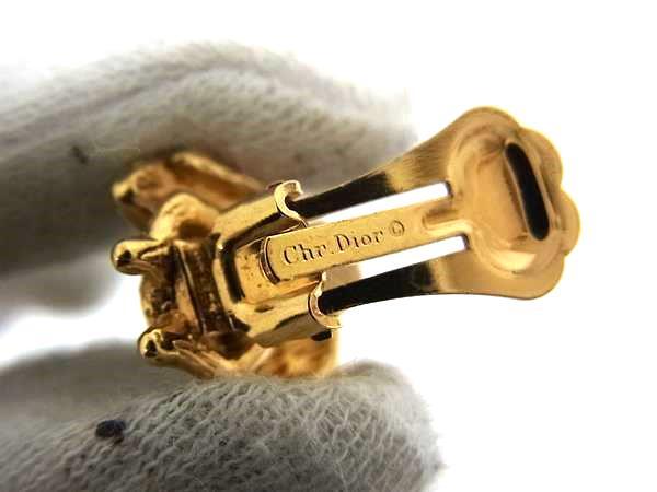 Christian Dior クリスチャン ディオール イヤーアクセサリー クリップ式 イヤリング Bee ゴールド メタル ラインストーン レディース 蜂モチーフ 美品