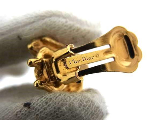 Christian Dior クリスチャン ディオール イヤーアクセサリー クリップ式 イヤリング Bee ゴールド メタル ラインストーン レディース 蜂モチーフ 美品