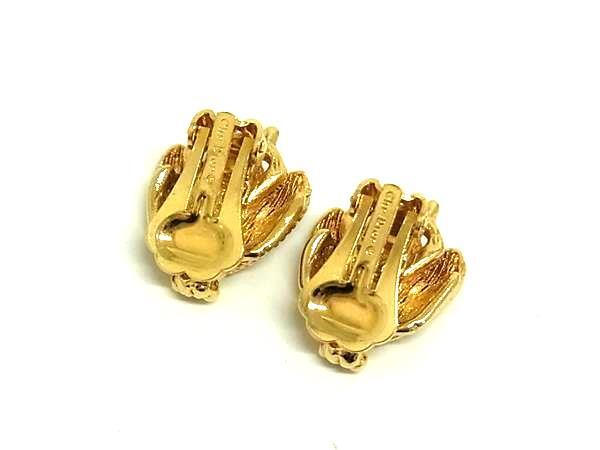 Christian Dior クリスチャン ディオール イヤーアクセサリー クリップ式 イヤリング Bee ゴールド メタル ラインストーン レディース 蜂モチーフ 美品