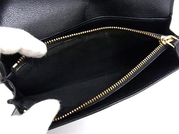 LOEWE ロエベ 二つ折り財布 アナグラム 長財布 182.81.F13 ブラック系 レザー レディース ゴールド金具