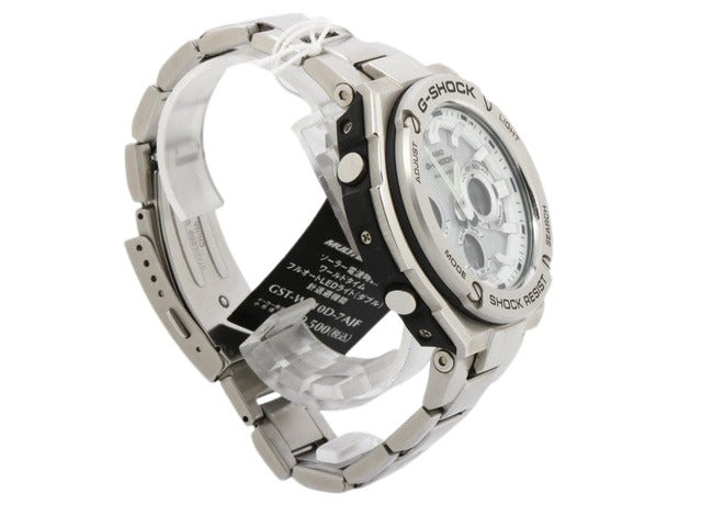 CASIO カシオ 腕時計 GSHOCK Gスチール GST W100D シルバー ステンレス 樹脂 メンズ アナデジ 電波ソーラー