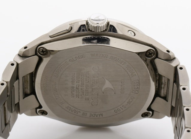 CASIO カシオ 腕時計 オシアナス 3針モデル OCW S100 1AJF シルバー ネイビー文字盤 チタン メンズ アナログ デイト 電波ソーラー