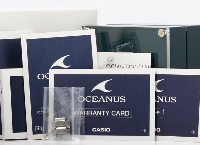 CASIO カシオ 腕時計 オシアナス クラシックライン OCW T410TD 1AJF シルバー ブラック文字盤 チタン メンズ アナデジ 電波ソーラー 美品