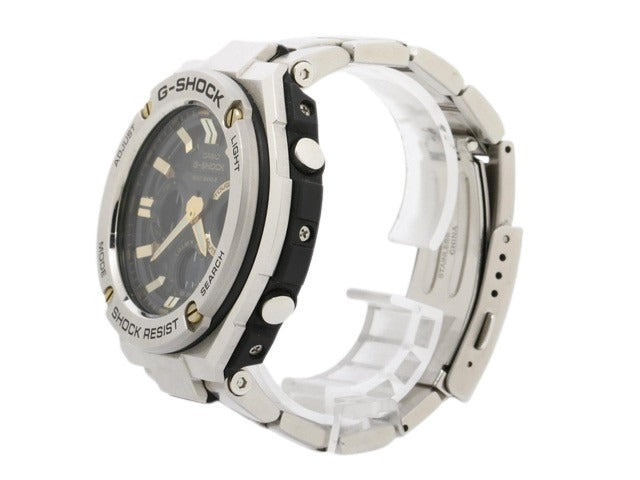 CASIO カシオ 腕時計 GSHOCK Gスチール GST W110D 1A9JF シルバー ブラック文字盤 樹脂 ステンレス メンズ アナデジ 電波ソーラー