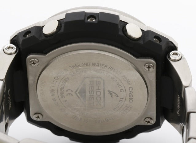CASIO カシオ 腕時計 GSHOCK Gスチール GST W110D 1A9JF シルバー ブラック文字盤 樹脂 ステンレス メンズ アナデジ 電波ソーラー