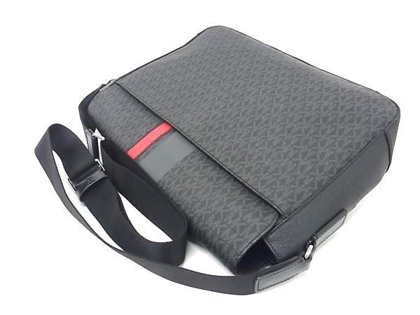 MICHAEL KORS マイケルコース ショルダーバッグ グレー レッド PVC メンズ MK柄 メッセンジャーバッグ 新品未使用展示品