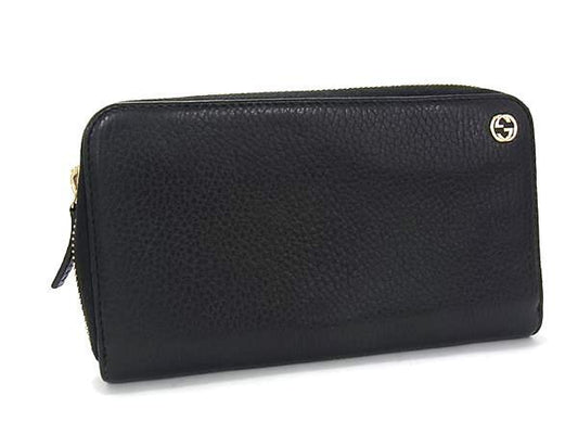 GUCCI グッチ 長財布 インターロッキング ジップ アラウンド ウォレット 509644 ブラック レザー ユニセックス ラウンドファスナー ゴールド金具