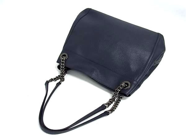 COACH コーチ トートバッグ 36855 ネイビー レザー レディース ターンロック チェーン 美品