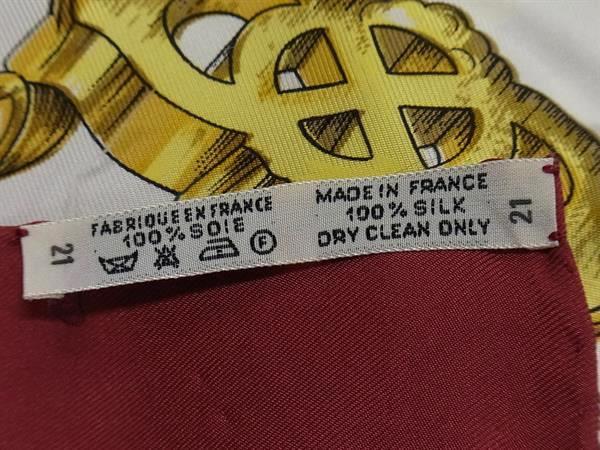 HERMES エルメス スカーフ カレ90 ETRIERS 鎧 ホワイト系×ボルドー系 シルク100% レディース 大判 美品