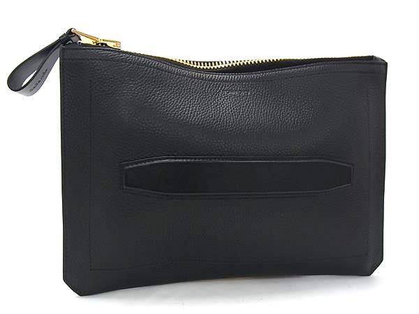 TOM FORD トムフォード クラッチバッグ ビッグジップ ブラック レザー メンズ ゴールド金具 美品