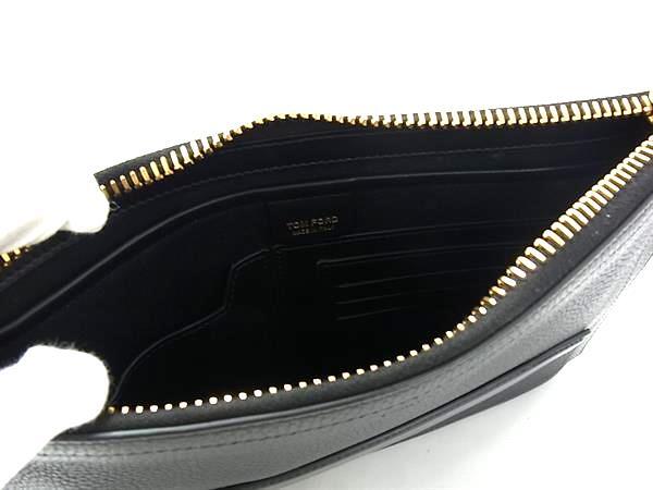 TOM FORD トムフォード クラッチバッグ ビッグジップ ブラック レザー メンズ ゴールド金具 美品