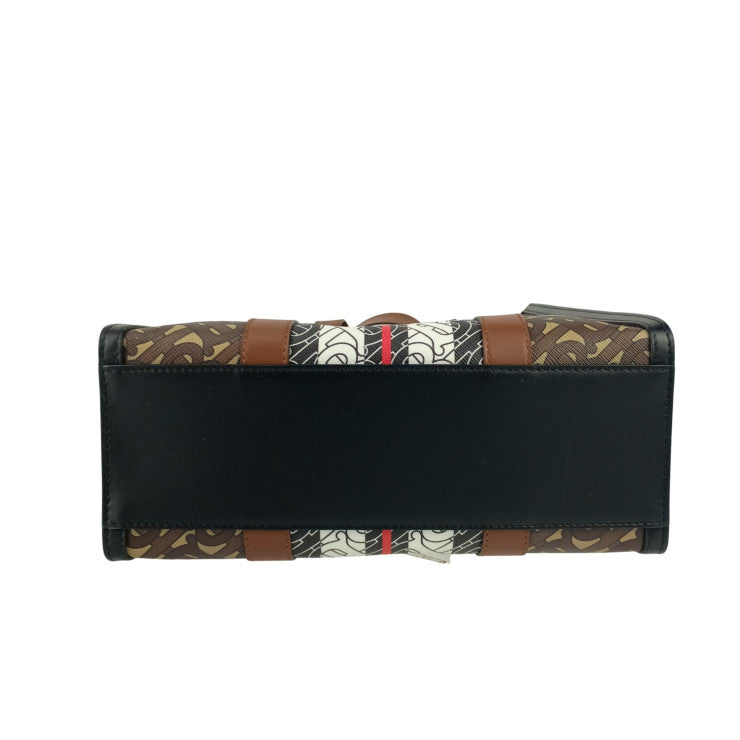 BURBERRY バーバリー トートバッグ スモール モノグラムストライプ Eキャンバス ポートレート 8024294 ブライドルブラウン コーティングキャンバス×レザー ユニセックス 2WAY ゴールド金具