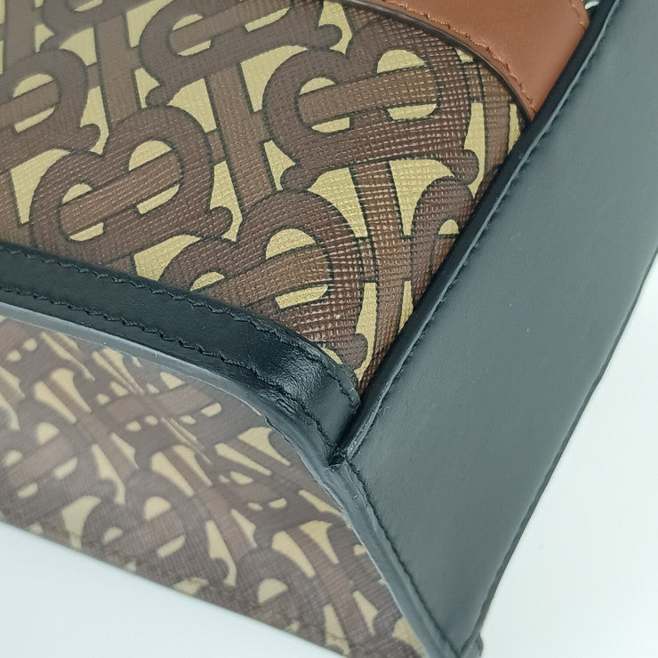 BURBERRY バーバリー トートバッグ スモール モノグラムストライプ Eキャンバス ポートレート 8024294 ブライドルブラウン コーティングキャンバス×レザー ユニセックス 2WAY ゴールド金具