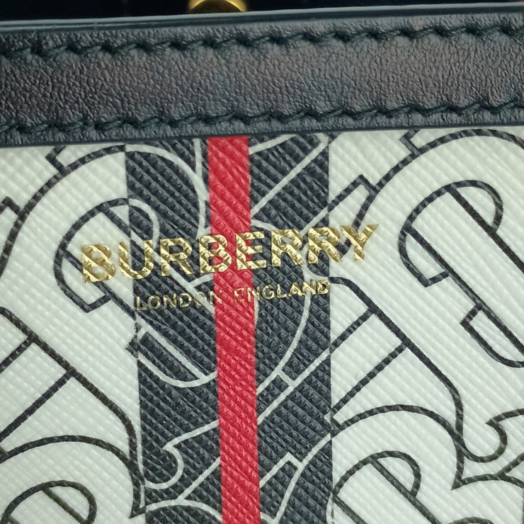 BURBERRY バーバリー トートバッグ スモール モノグラムストライプ Eキャンバス ポートレート 8024294 ブライドルブラウン コーティングキャンバス×レザー ユニセックス 2WAY ゴールド金具