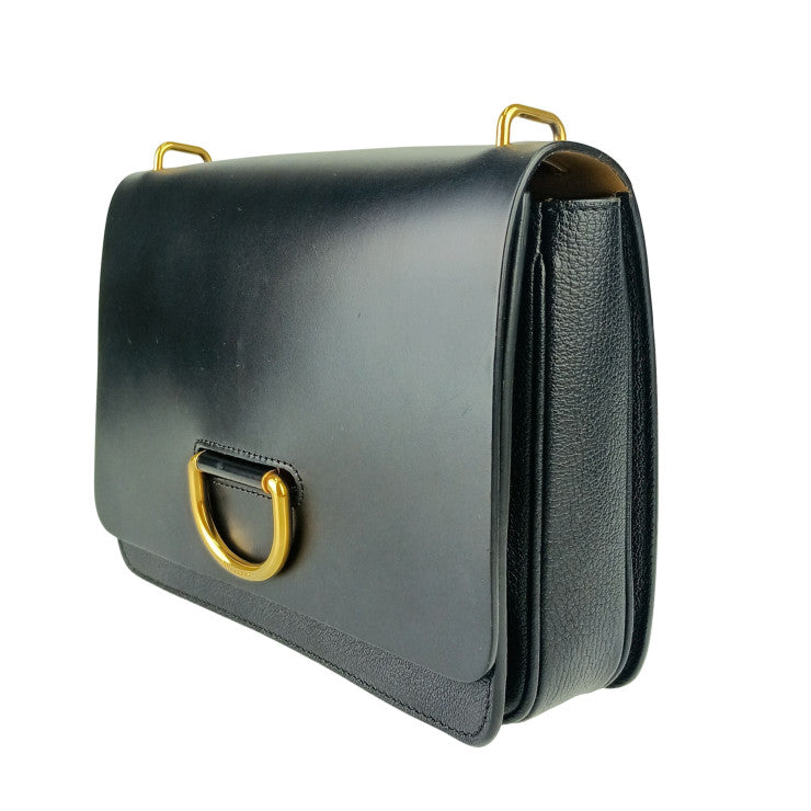 BURBERRY バーバリー ショルダーバッグ ミディアム Dリングバッグ 4076336 ブラック レザー レディース ゴールド金具