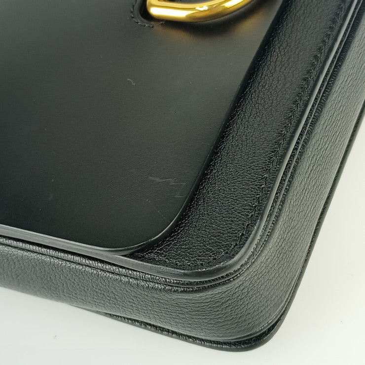 BURBERRY バーバリー ショルダーバッグ ミディアム Dリングバッグ 4076336 ブラック レザー レディース ゴールド金具