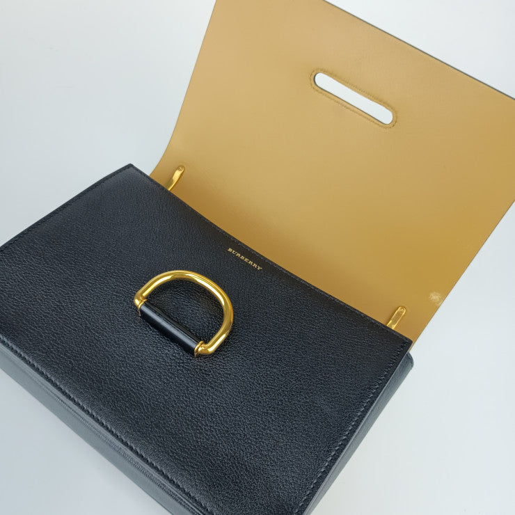 BURBERRY バーバリー ショルダーバッグ ミディアム Dリングバッグ 4076336 ブラック レザー レディース ゴールド金具