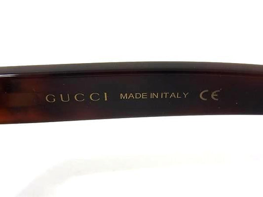 GUCCI グッチ サングラス インターロッキングG ビー GG0096SA ブラウン クリアグリーン プラスチック ユニセックス べっ甲調 美品
