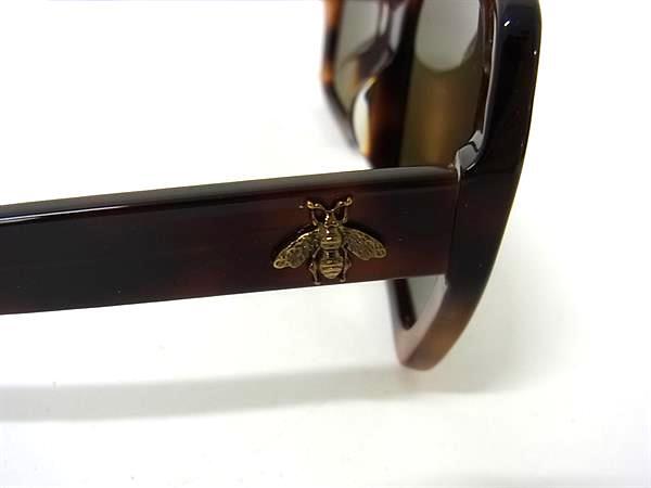 GUCCI グッチ サングラス インターロッキングG ビー GG0096SA ブラウン クリアグリーン プラスチック ユニセックス べっ甲調 美品