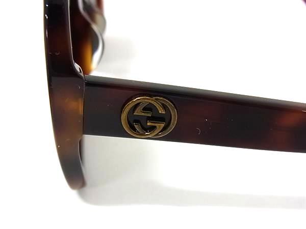 GUCCI グッチ サングラス インターロッキングG ビー GG0096SA ブラウン クリアグリーン プラスチック ユニセックス べっ甲調 美品
