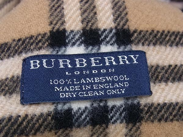 BURBERRY バーバリー マフラー ノバチェック ブラウン系 ウール100% ユニセックス フリンジ 美品