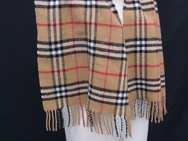 BURBERRY バーバリー マフラー ノバチェック ブラウン系 ウール100% ユニセックス フリンジ 美品