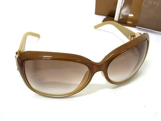 GUCCI グッチ サングラス バンブー インターロッキングG GG3068 ブラウン クリアブラウングラデーション プラスチック ユニセックス ラインストーン 美品