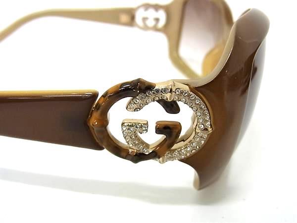 GUCCI グッチ サングラス バンブー インターロッキングG GG3068 ブラウン クリアブラウングラデーション プラスチック ユニセックス ラインストーン 美品