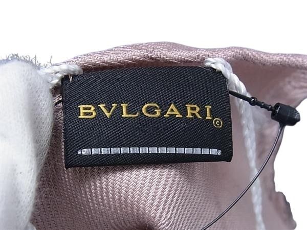 BVLGARI ブルガリ ストール ロゴマニア ライトベージュ シルク60％ ウール40％ レディース 美品