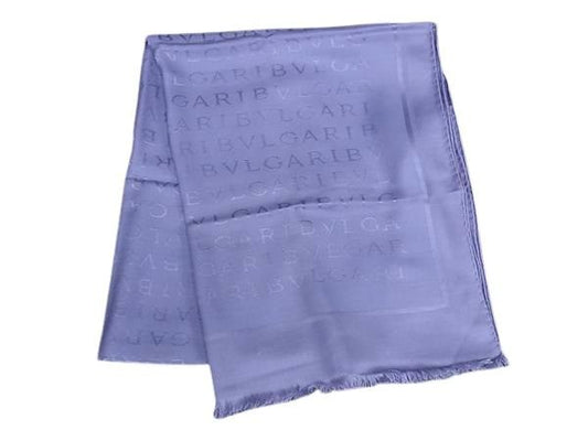 BVLGARI ブルガリ ストール ロゴマニア パープル シルク60％ ウール40％ レディース 新品未使用展示品