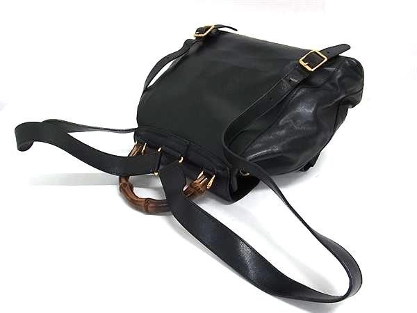 GUCCI グッチ リュックサック バンブー 003 58 0016 ブラック レザー レディース