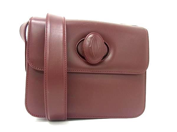 Cartier カルティエ ショルダーバッグ マストライン ボルドー レザー レディース ターンロック