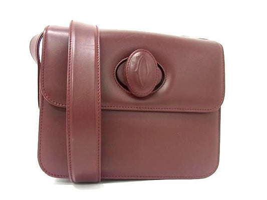 Cartier カルティエ ショルダーバッグ マストライン ボルドー レザー レディース ターンロック