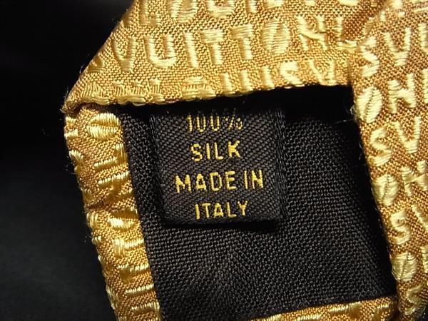 LOUIS VUITTON ルイヴィトン ネクタイ クラヴァット イエロー系 シルク100％ メンズ ロゴ