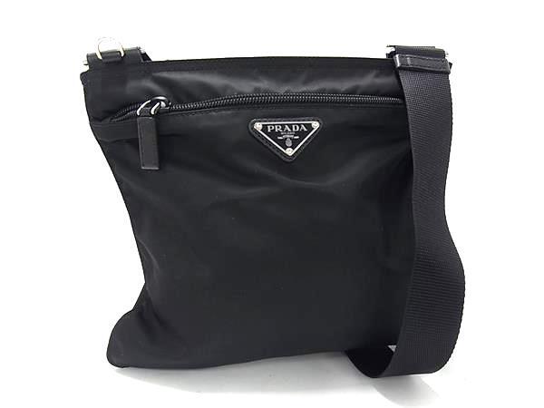 PRADA プラダ ショルダーバッグ トライアングルロゴ ブラック テスートナイロン ユニセックス 三角ロゴマーク シルバー金具 美品