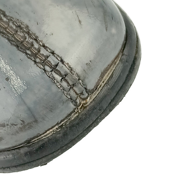 YVES SAINT LAURENT イヴ サンローラン ブーツ ジップアップ ショートブーツ SO HH 02 36 グレー ゴールド金具 パテントレザー レディース ＃36 参考サイズ約23cm