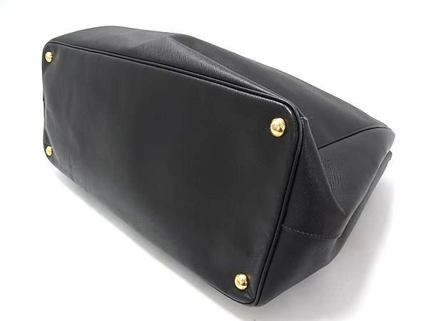 美品 PRADA プラダ トートバッグ ガレリア BN1802 ブラック サフィアーノレザー ユニセックス 三角プレート ゴールド金具
